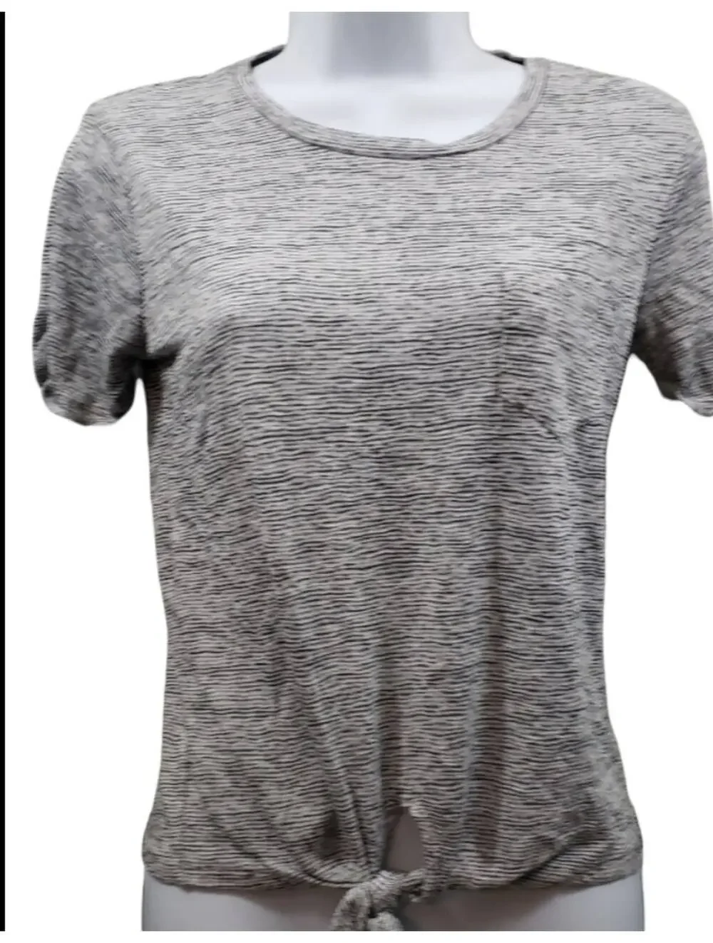 J Crew Black/White/Grey Marled Front Tie Short Sleeve Tee Size XS